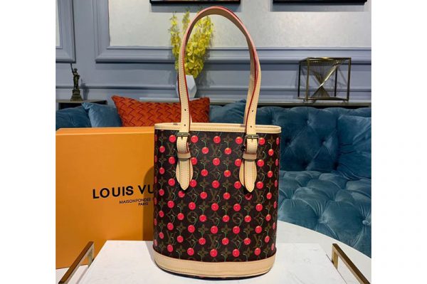 Replica ouis Vuitton M42238 LV Petit with Cherry Bucket Bags Monogram Canvas