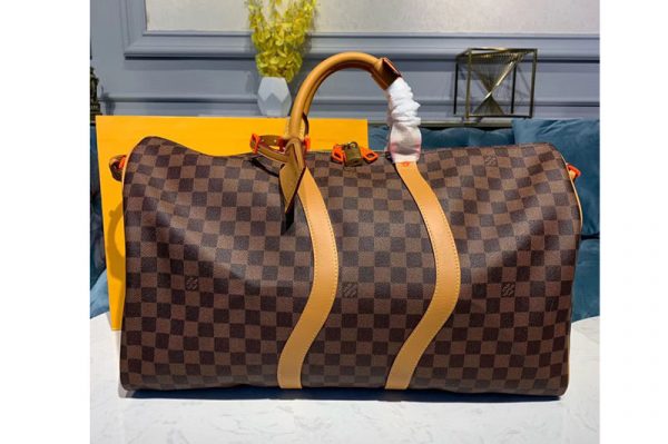 Replica Louis Vuitton M44474 LV Keepall Bandouliere 50 Bags Damier Ebene Canvas