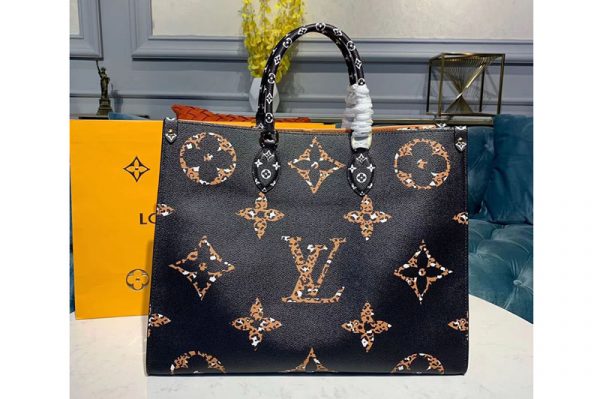 Replica Louis Vuitton M44674 LV Onthego tote bags Black and Caramel Monogram Canvas