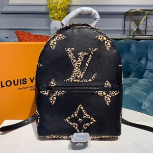 Replica Louis Vuitton M44718 LV Palm Springs PM backpack Bags Black and Caramel Monogram Canvas