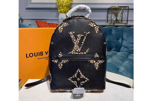 Replica Louis Vuitton M44718 LV Palm Springs PM backpack Bags Black and Caramel Monogram Canvas