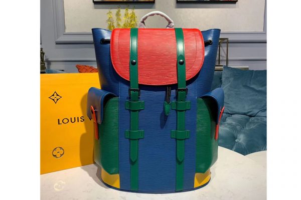 Replica Louis Vuitton M50159 LV Christopher PM backpack Bags Red/Blue/Green Epi Leather