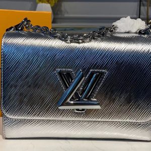 Replica Louis Vuitton M53597 LV Twist MM handbags Silver Epi Leather