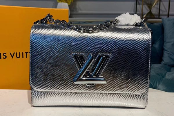 Replica Louis Vuitton M53597 LV Twist MM handbags Silver Epi Leather