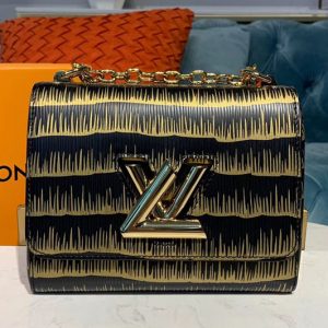 Replica Louis Vuitton M53725 LV Twist PM chain bags Black Embossed and printed Epi leather