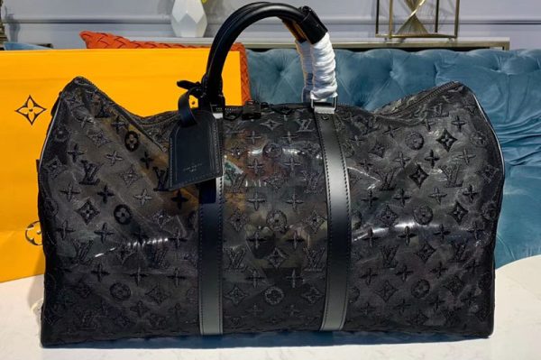 Replica Louis Vuitton M53971 LV Keepall Bandouliere 50 Bags Black Monogram Canvas