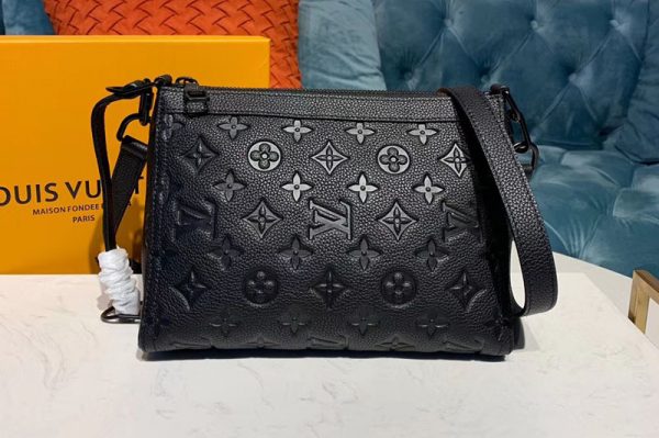 Replica Louis Vuitton M54330 Triangle Shaped Shoulder Bags Black Monogram Empreinte Leather