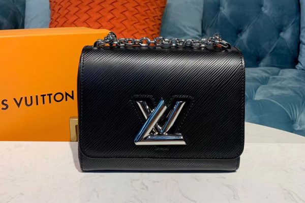 Replica Louis Vuitton M50332 LV Twist PM chain bags Black Epi leather