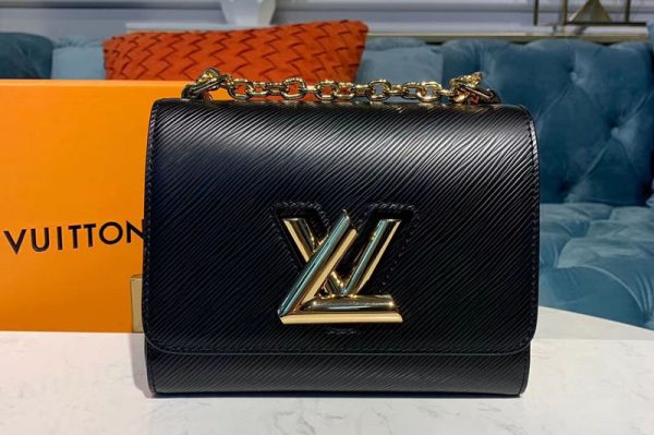 Replica Louis Vuitton M55224 LV Twist PM chain bags Black Epi leather