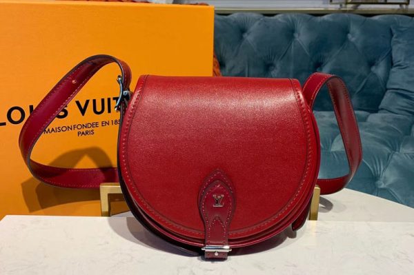 Replica Louis Vuitton M55506 LV Tambourin handbags Cherry Red Calf leather