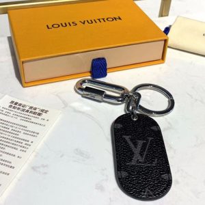 Replica Louis Vuitton M67778 LV Military Tab charm and key holder Black Monogram canvas