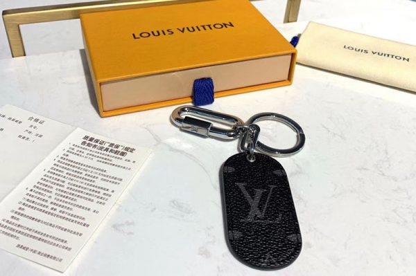 Replica Louis Vuitton M67778 LV Military Tab charm and key holder Black Monogram canvas