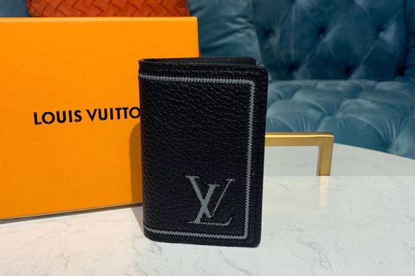 Replica Louis Vuitton M68209 LV Pocket Organizer Black Taurillon leather