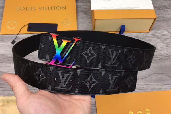 Replica Louis Vuitton MP130V LV Initiales 40mm Reversible Belt Monogram Eclipse canvas and Taiga Leather Rainbow LV Buckle