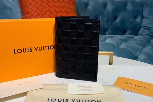 Replica Louis Vuitton N60181 LV Passport Cover Wallets Black Damier Infini Leather