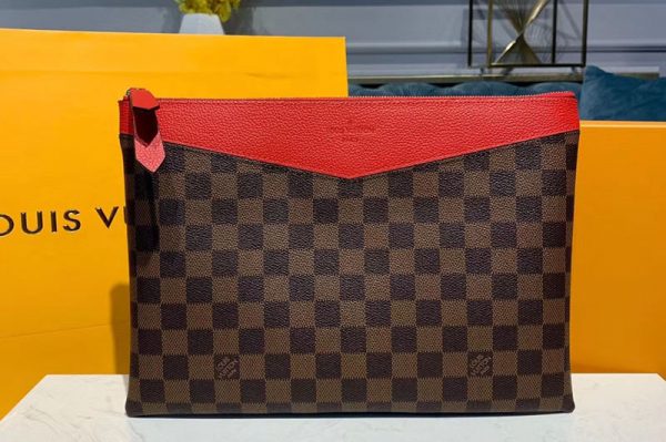 Replica Louis Vuitton N60262 LV Daily Pouch Bags Red Damier Ebene Canvas