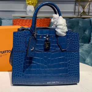 Replica Louis Vuitton N95818 LV City Steamer PM Bags Blue Crocodilien Brillant Leather