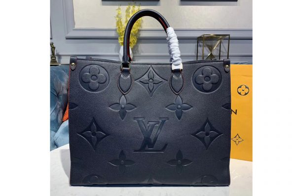 Replica Louis Vuitton M44570 LV Onthego tote bags Navy Blue Taurillon leather