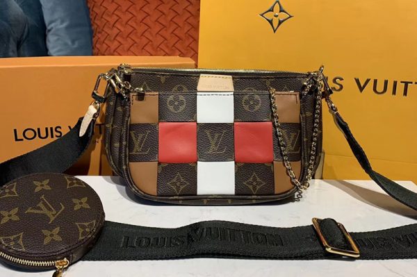 Replica Louis Vuitton M44813 LV Multi Pochette Accessoires cross-body bags Monogram canvas With Khaki Strap