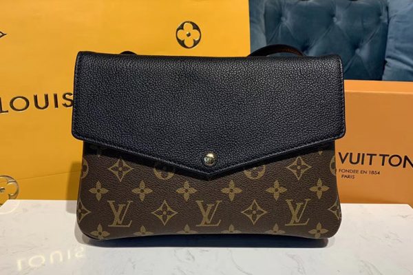 Replica Louis Vuitton M50185 LV Twinset Bags Monogram Canvas and Black Calf Leather