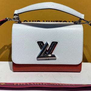 Replica Louis Vuitton M50282 LV Twist MM handbags White and Red Epi Leather