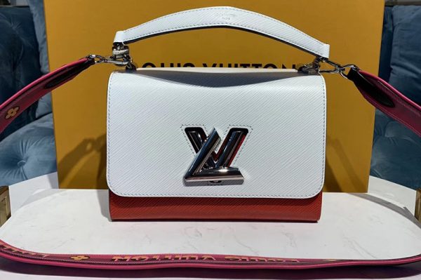 Replica Louis Vuitton M50282 LV Twist MM handbags White and Red Epi Leather