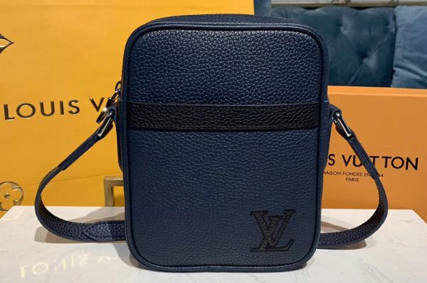 Replica Louis Vuitton M55168 LV Danube Slim PM city bag Navy Blue Taurillon leather