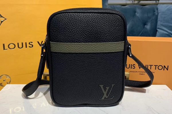 Replica Louis Vuitton M55164 LV Danube Slim PM city bag Black Taurillon leather