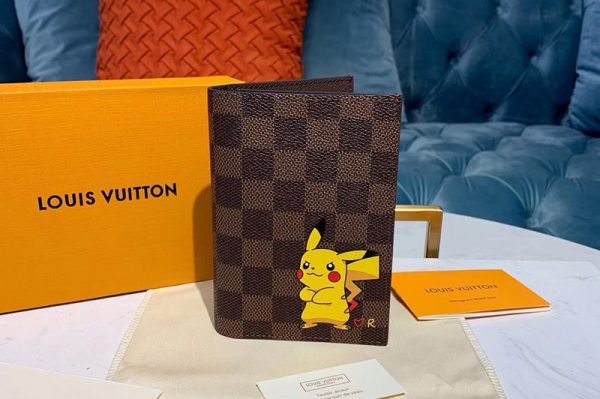 Replica Louis Vuitton M64411 LV Passport Cover Wallet Damier Ebene Canvas