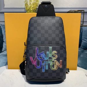 Replica Louis Vuitton N41719 LV Avenue Sling Bags Damier Graphite Canvas With Print