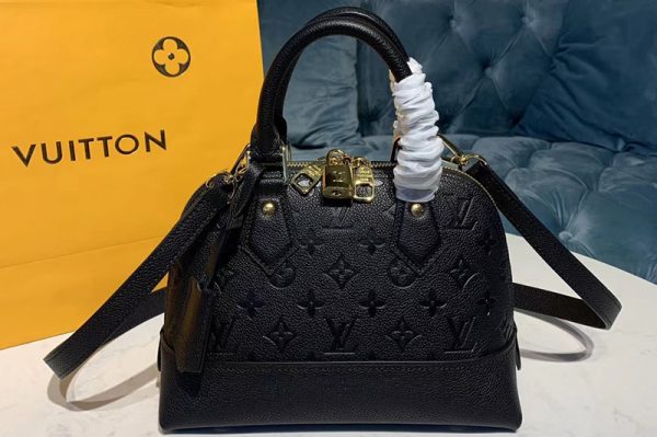 Replica Louis Vuitton M44829 LV Alma BB handbags Black Taurillon leather