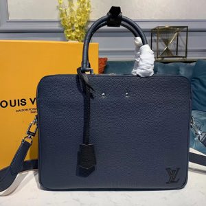 Replica Louis Vuitton M55228 LV Armand Briefcase MM Bags Navy Blue Taurillon leather