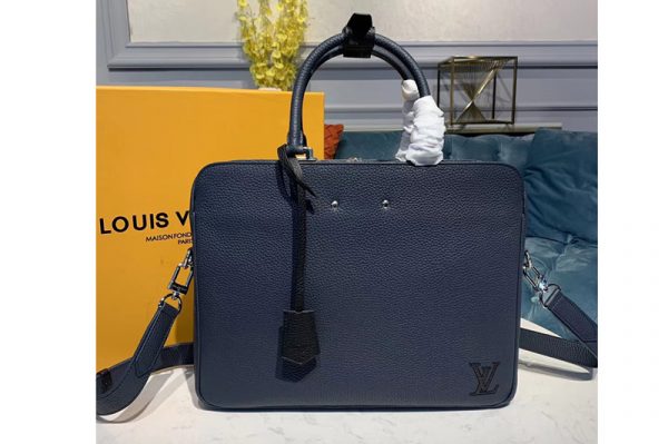 Replica Louis Vuitton M55228 LV Armand Briefcase MM Bags Navy Blue Taurillon leather