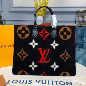 Replica Louis Vuitton M55421 LV Onthego tote bag Black Monogram Canvas and Velvet