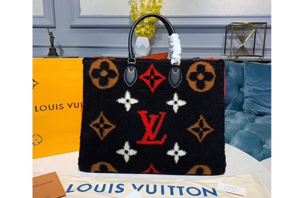 Replica Louis Vuitton M55421 LV Onthego tote bag Black Monogram Canvas and Velvet