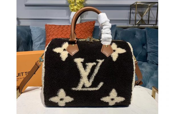 Replica Louis Vuitton M55422 LV Speedy 25 Bags Brown Monogram Canvas With Woolen