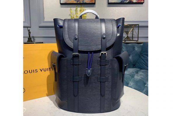 Replica Louis Vuitton M58868 LV Christopher PM backpack Navy Blue Epi Leather