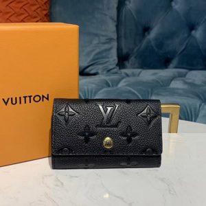 Auth Louis Vuitton Monogram Empreinte Multicles 6 Key Case M64421 Black  5941F