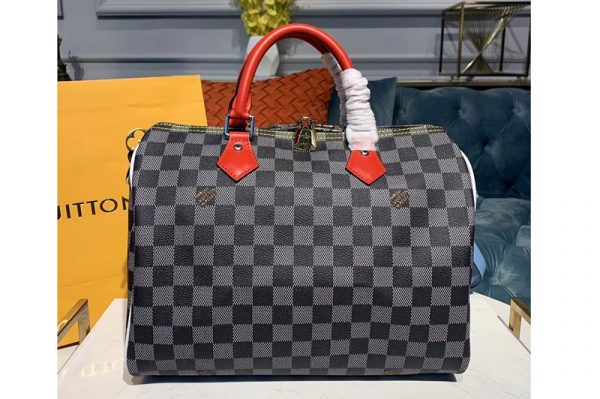 Replica Louis Vuitton N40236 LV Speedy Bandouliere 30 bags Black-and-white Damier coated canvas