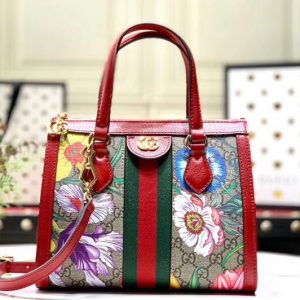 Replica Gucci 547551 Ophidia GG Flora small tote bag Beige/ebony GG Supreme canvas with Flora print