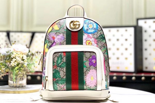 Replica Gucci 547965 Ophidia GG Flora small backpack Beige/ebony GG Supreme canvas with Flora print