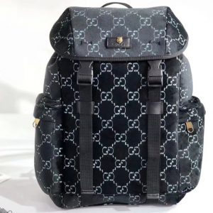 Replica Gucci ‎574923 Medium GG velvet backpack Blue and beige GG velvet