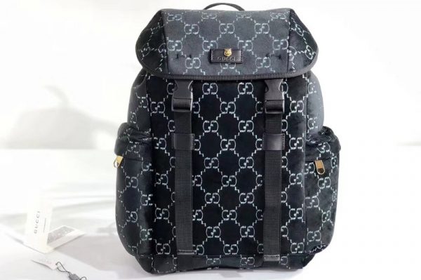 Replica Gucci ‎574923 Medium GG velvet backpack Blue and beige GG velvet