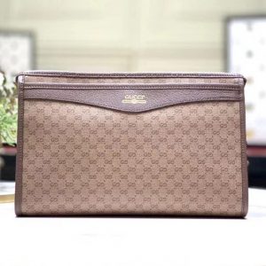 Replica Gucci ‎575183 GG pouch with Gucci logo Beige/ebony mini GG Supreme canvas