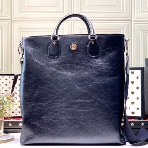 Replica Gucci 575821 Soft leather tote Bags Black/Blue soft leather