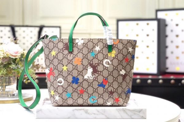 Replica Gucci 410812 Children's GG ranch tote Bags Beige/ebony GG Supreme canvas with ranch print