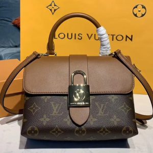 Replica Louis Vuitton M44797 LV Locky BB bags Brown Monogram Canvas and Smooth Cowhide Leather