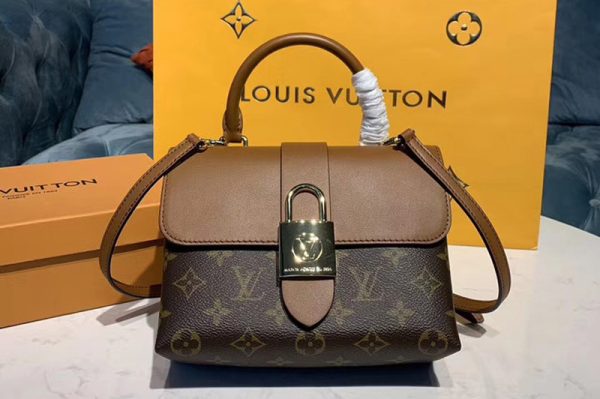 Replica Louis Vuitton M44797 LV Locky BB bags Brown Monogram Canvas and Smooth Cowhide Leather