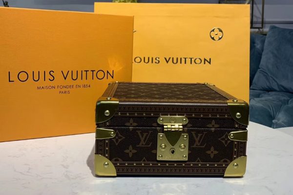 Replica Louis Vuitton M44185 LV Jewelry Box Monogram Canvas with Pink inside