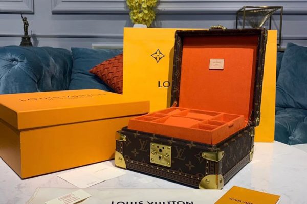 Replica Louis Vuitton M13513 LV Jewelry Box Monogram Canvas with Orange inside